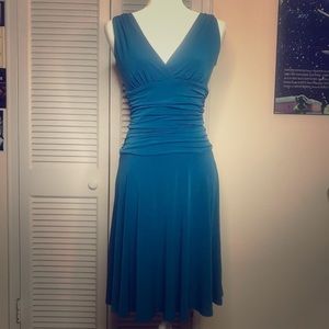 Vintage Ruby Ruched Teal Dress - Small